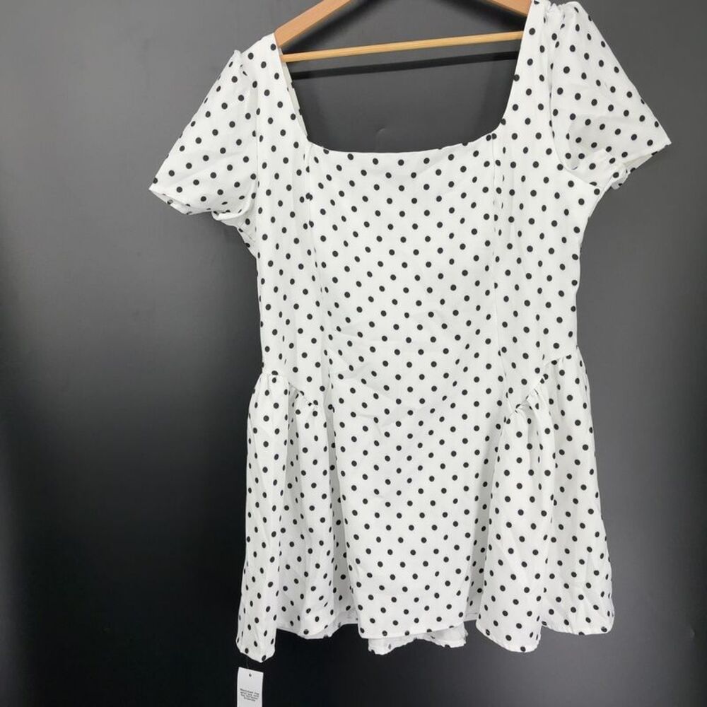 Boohoo Plus Puff Sleeve Polka Dot Skater Dress